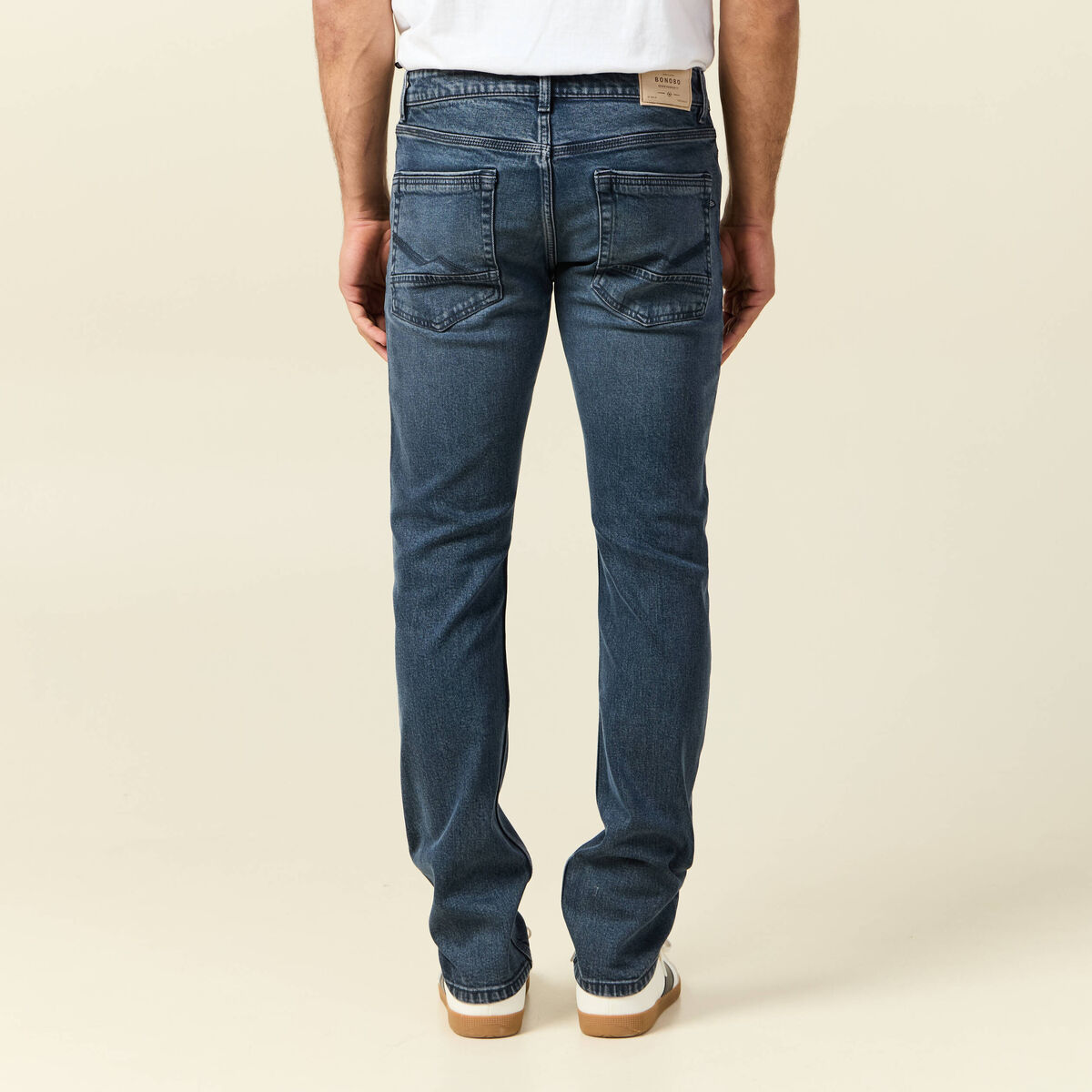 Jeans straight 5 poches denim blue black homme