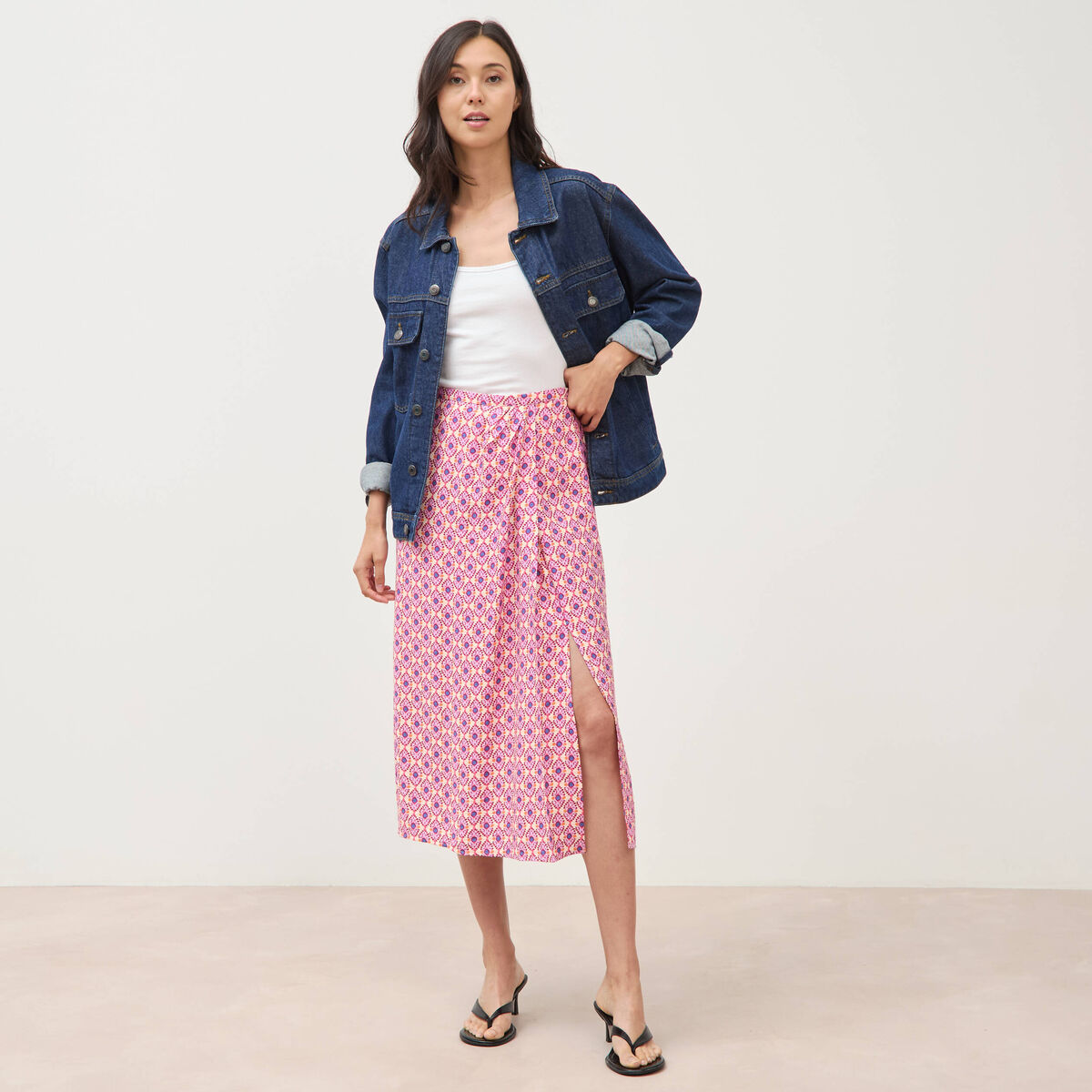Jupe fluide multicolore femme