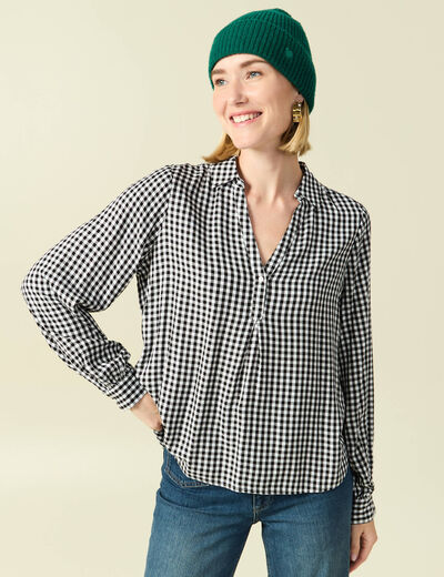 Blouse manches longues noir femme