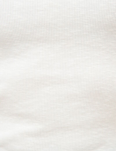 T-shirt ajust&eacute; col rond manches courtes ecru femme