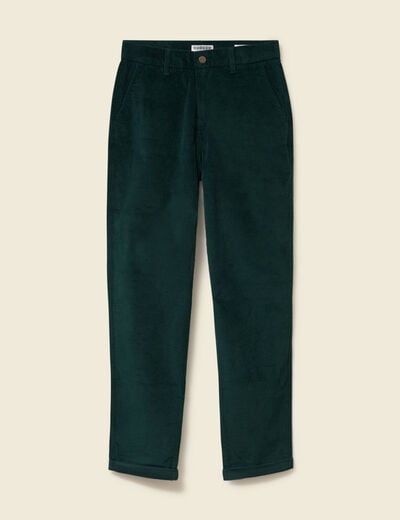 Pantalon large 7/8&egrave;me taille haute vert fonc&eacute; femme