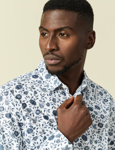 Chemise en coton manches longues blanc homme
