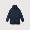 Parka longue droite &agrave; capuche bleu marine homme