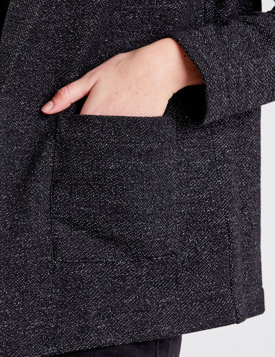 Veste droite manches longues noir femme