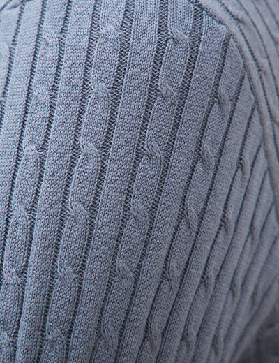 Pull col rond bleu gris homme