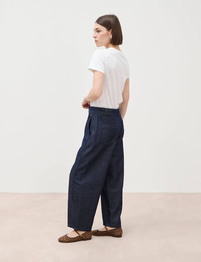 Jeans slouchy taille haute denim brut femme