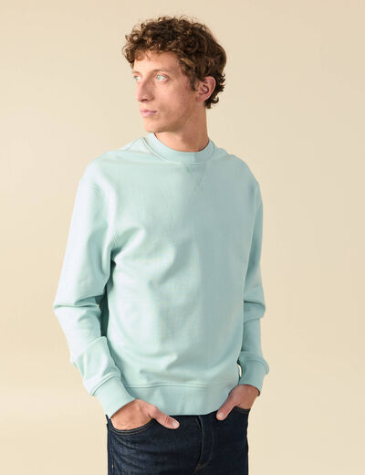 Sweat manches longues en coton bleu gris homme
