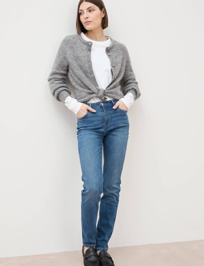 Jeans slim taille haute denim stone femme