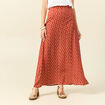 Jupe longue évasée fluide orange foncé femme