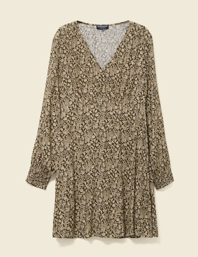 Robe manches longues vert fonc&eacute; femme