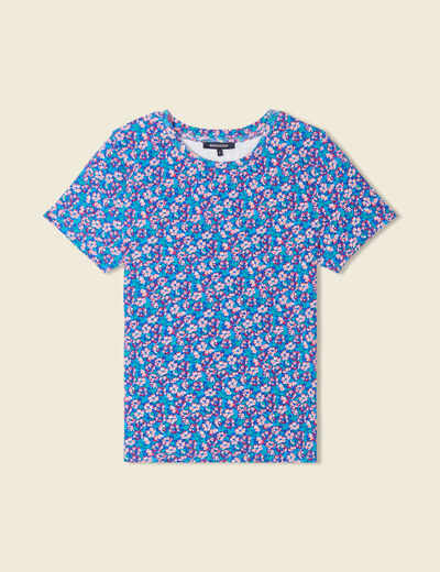 T-shirt manches courtes bleu femme