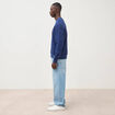 Sweat droit col rond brod&eacute; en coton bleu fonc&eacute; homme