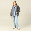 Jeans straight taille haute denim bleach femme
