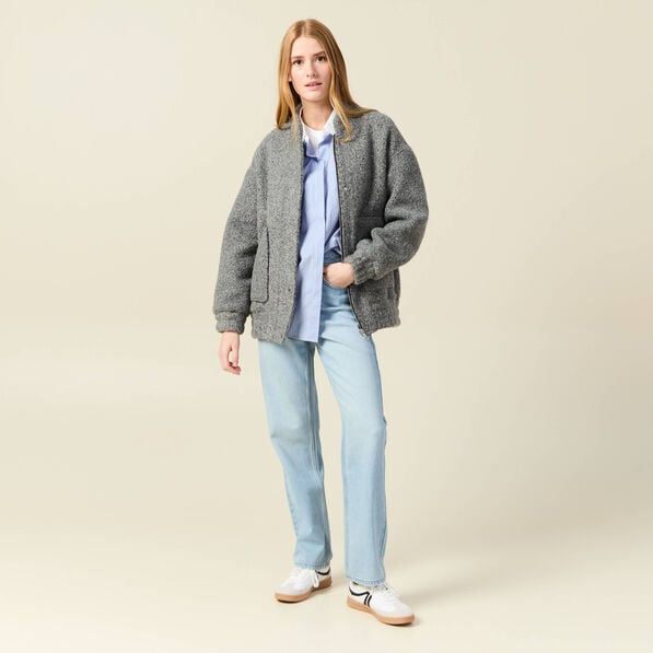 jeans straight taille haute denim bleach femme Jeans straight taille haute denim bleach femme