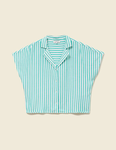 Chemise manches 3/4 vert turquoise femme