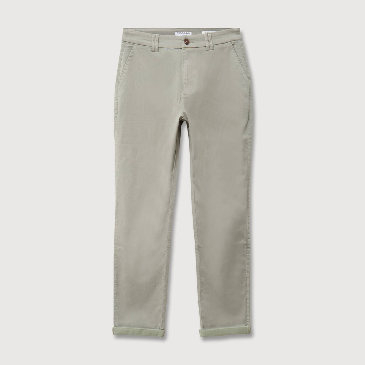 Chino cigarette 7/8&egrave;me taille haute vert kaki femme