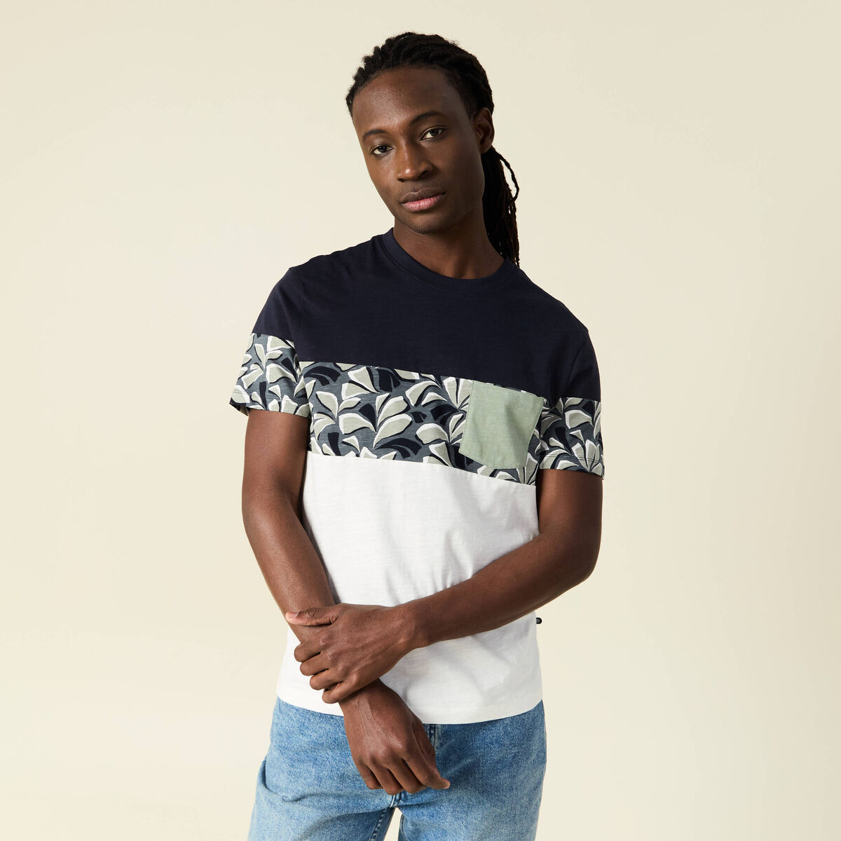 T-shirt manches courtes ecru homme