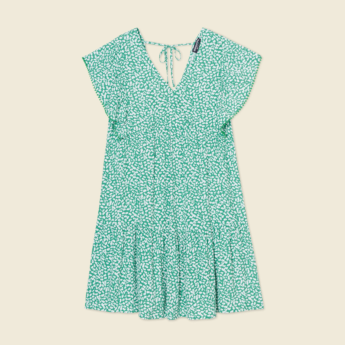 Robe évasée dos en V vert femme
