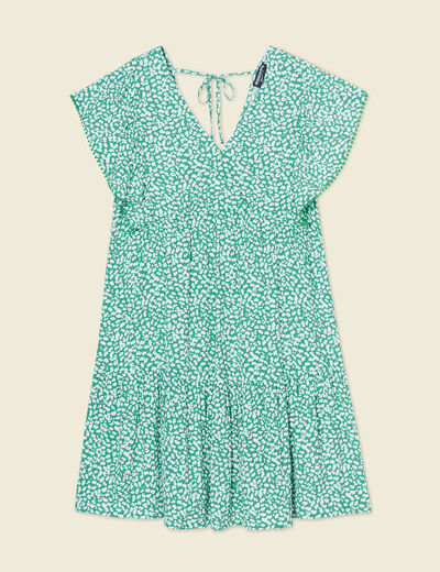 Robe évasée dos en V vert femme