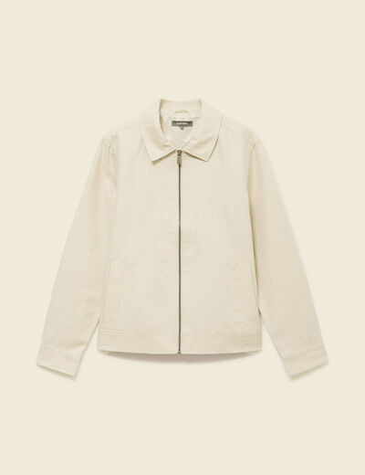 Blouson droit court manches longues sable homme