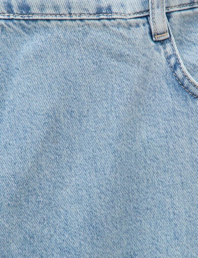 Jeans wide leg cropped taille bascul&eacute;e bleu ciel femme