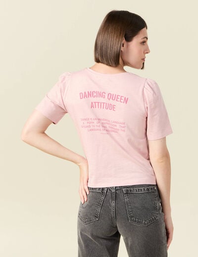 T-shirt en coton manches courtes rose pastel femme