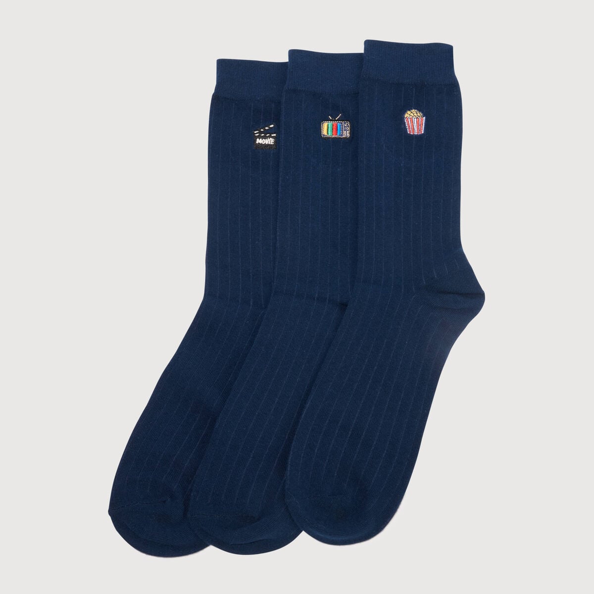 Lot de 3 paires de chaussettes hautes bleu marine homme