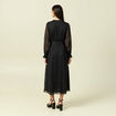 Robe longue &eacute;vas&eacute;e col v manches longues noir femme