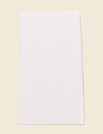 Jupe tricot midi ajustée beige femme
