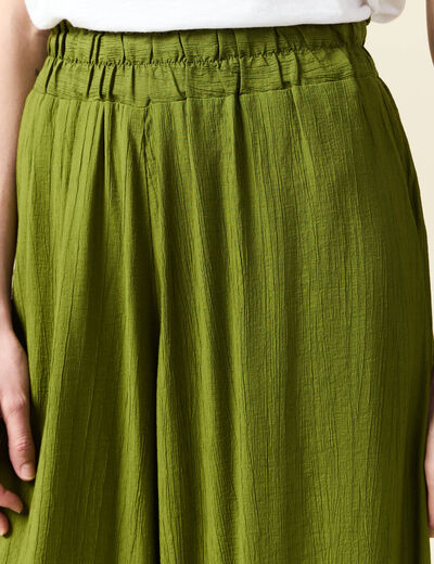 Pantalon large vert olive femme