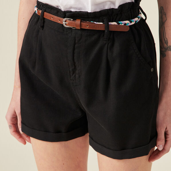 short paperbag ceinture noir femme Short paperbag ceinturé noir femme