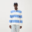 Polo manches longues broderie bleu violet homme