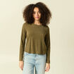 T-shirt manches longues vert kaki femme