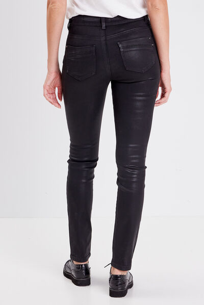 Jeans slim enduit denim noir enduit femme