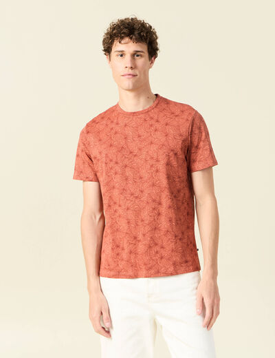 T-shirt manches courtes marron cognac homme