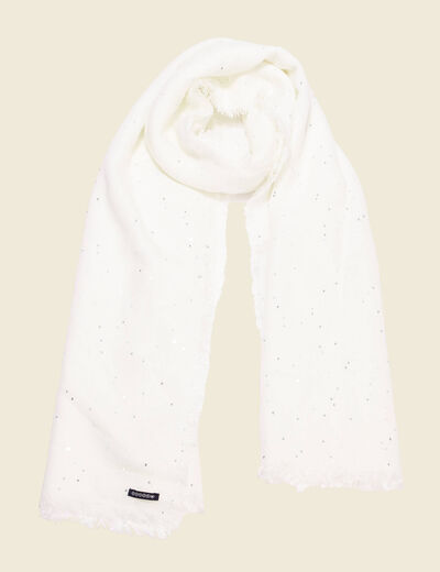 Écharpe à sequins ecru femme