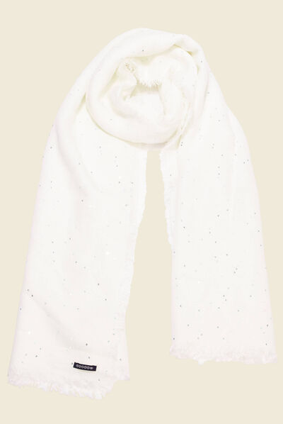 Écharpe à sequins ecru femme