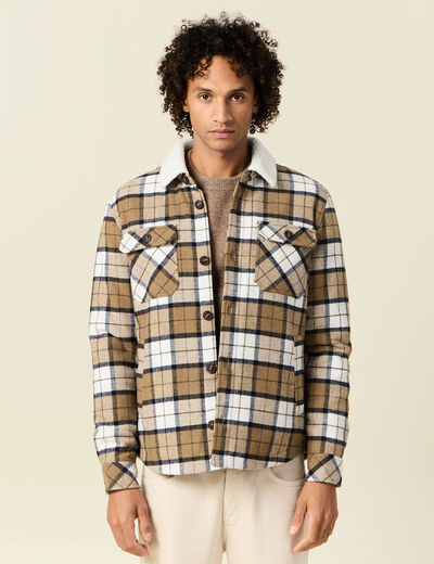 Surchemise col aviateur ecru homme