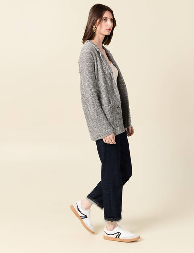 Gilet manches 3/4 ecru femme