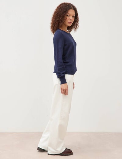 Pull manches longues bleu marine femme