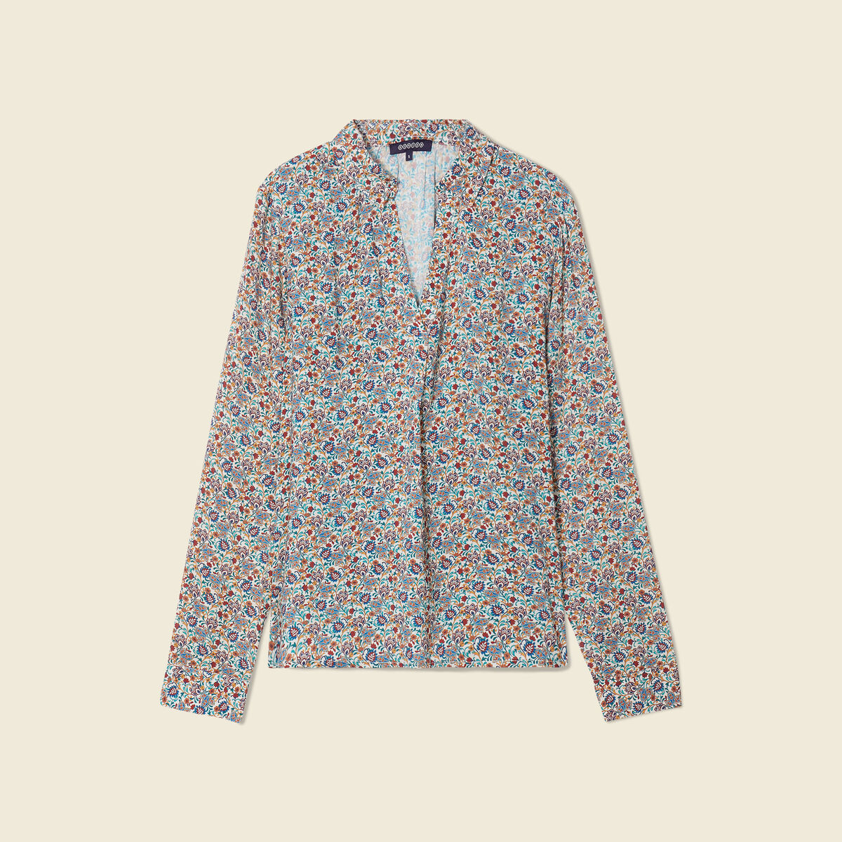 Blouse manches longues bleu turquoise femme