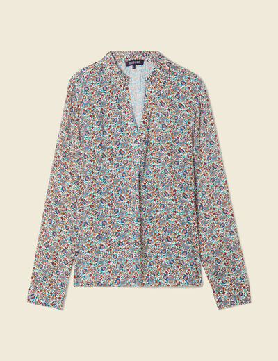 Blouse manches longues bleu turquoise femme
