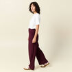 Pantalon large taille haute prune femme