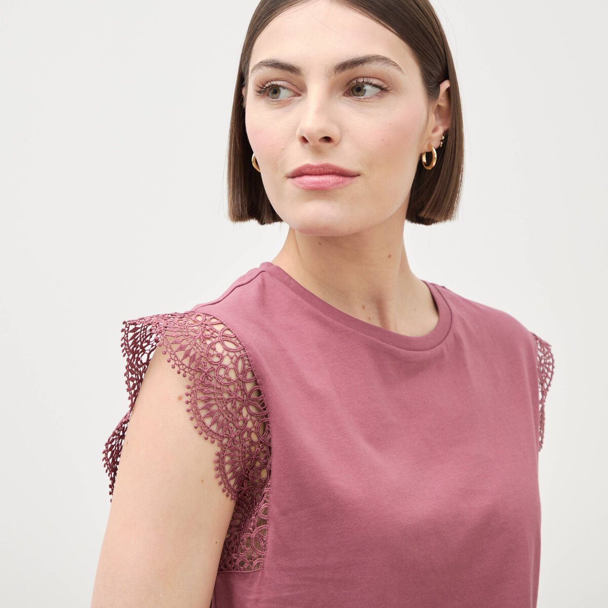 T-shirt manches courtes vieux rose femme