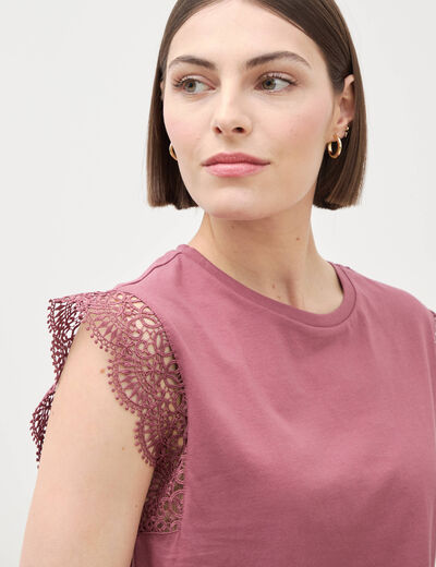 T-shirt manches courtes vieux rose femme