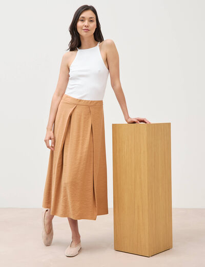Jupe fluide marron femme