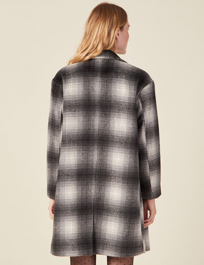 Manteau droit long noir femme