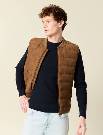 Doudoune sans manches doubl&eacute;e marron homme