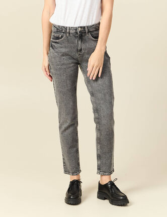 Jeans slim 7/8&egrave;me taille haute denim gris femme