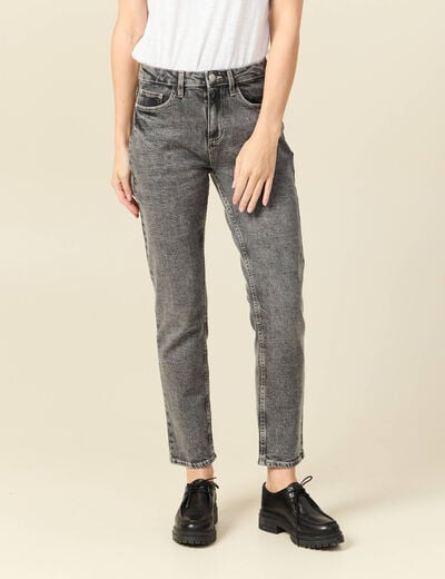 Jeans slim 7/8&egrave;me taille haute denim gris femme